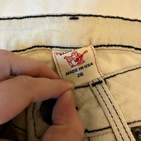 True Religion women's jeans Flare wide leg low rise size 26 western style cream - Picture 5 of 16